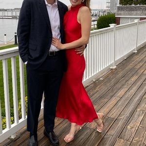 Red midi/maxi Bardot dress -size small, perfect condition